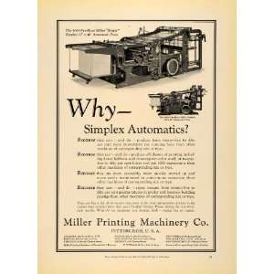 1930 Ad Miller Printing Machinery Co. Automatic Press   Original Print 