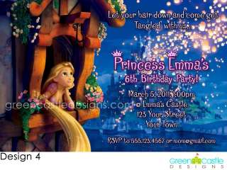 Tangled Birthday Party Invitation Rapunzel Pascal Favor 4x6 express 