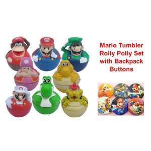   Mario 2 Tumbler Figures Including Luigi, Mario, Bowser, Toadette