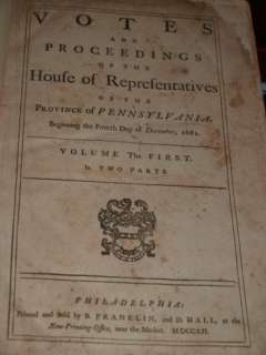 1752 Edition BENJAMIN FRANKLIN & Hall PENNSYLVANIA  