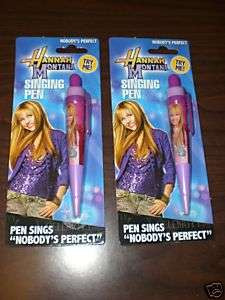 Set of 2 Hannah Montana NOBODYS PERFECT Singing Pen  