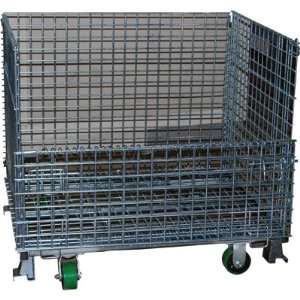 Atlas Collapsible Wire Mesh Extra Large Basket with Casters   4000 Lb 