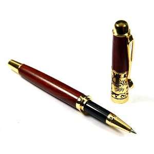   Golden Bronze Roller Ball Pen Golden CarvedRing & Tip