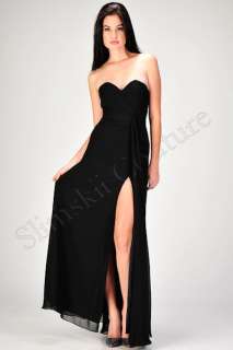 Nw FAVIANA 6428 BLACK Angelina Jolie High Slit Gown Sweetheart 