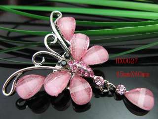 pink butterfly Rhinestone Crystal&Enamel brooch HX0027  