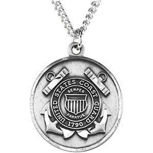  Sterling Silver St Michael US Coast Guard Medal Pendant 