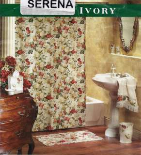   Floral Jacquard Quality Fabric Shower Curtain Bacova Pink  