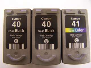 Genuine Canon Pixma (2) PG 40 Black & (1) CL 41 Color Sealed Ink 