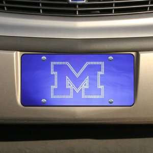   Wolverines Azure Blue Bling Mirrored License Plate Automotive