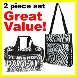 Pcs Set Zebra Print travel Carry on Duffle Bag Tote  