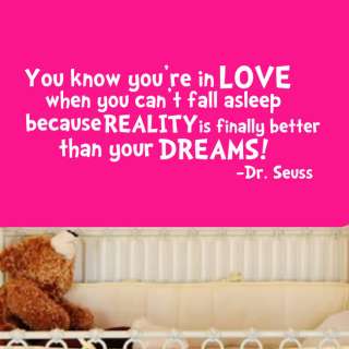 Dr. Seuss You know youre in love Quote Wall Decal  