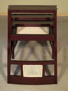 Solid WALNUT Rattan Ladder Chair Library Steps 01dww  