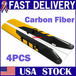 4x 325mm Carbon Main Rotor Blade RC Helicopter Trex 450  