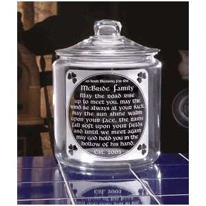    Personalized Old Irish Blessing Glass Cookie Jar