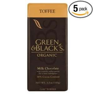 Green & Blacks Chocolate Bar   Milk With Toffee, 3.5 Ounce (Pack of 5 