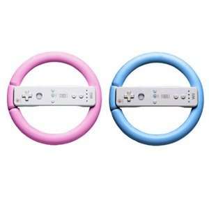  Blue and Pink Steering Wheels for Nintendo Wii   2 Pack 
