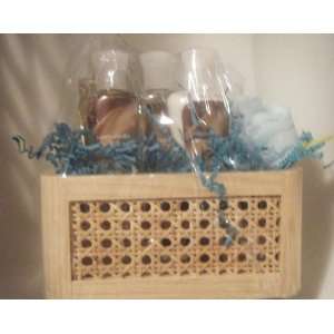   Works Warm Vanilla Sugar Gift Basket w/ Rose Petal Shower Puff Beauty
