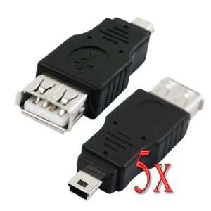  GTMax 5 Pack USB 2.0 A Female to Mini USB B 5 Pin Male 
