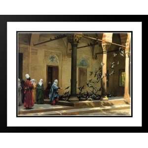   Women Feeding Pigeons in a Courtyard 