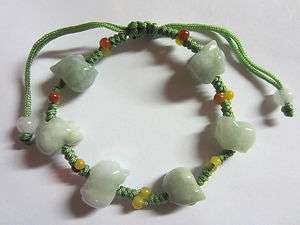 NATURAL Jade Carved PIG Chinese Lucky FENG SHUI Bracelet   GREEN 