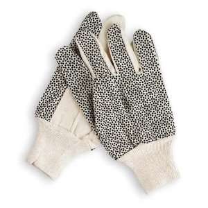  Canvas Gloves with Plastic Dots Glove,Canvas,Cotton,White 
