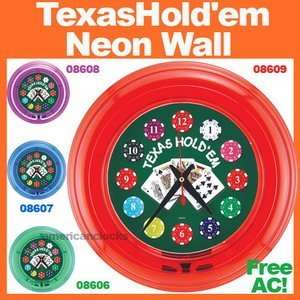 Red Poker Chips NEON Wall Clock 