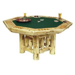   16140 Traditional Cedar Log Poker Table Set with Log Framework Base