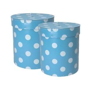  Blue Polka Dot Boxes   Set of 2