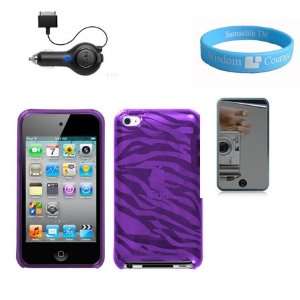  Durable TPU Skin Cover Purple Zebra Case for Apple iPod 