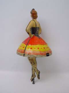 Vintage Marx Ballerina Spinning Top Tin Toy WORKS  