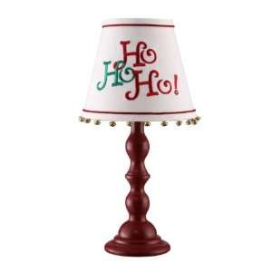  Red Metal Accent Lamp with HO HO HO Embroidered Shade 