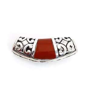    Cuff Pendant ; 1.25L; Silver Metal with Red Stone Jewelry