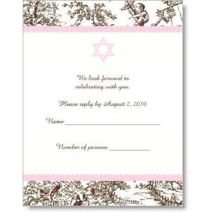    Simply Pink With Brown Toile Response Cards