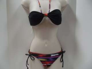 NEW Juniors AEROPOSTALE Bandeau Bikini swimsuit Black Stripes  