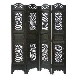   Tommy 4 Panel Zebra Animal Print Room Divider Screen