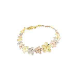    14k White Yellow Rose Gold Hawaiian Flowers Bracelet Jewelry
