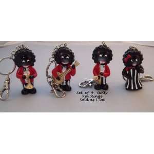  Jolly Golly Black & White Key Rings Set of 4 Different 