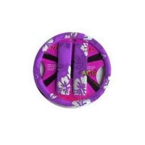   Hawaiian Hibiscus Floral Print Steering Wheel Cover and Seat Belt Pads