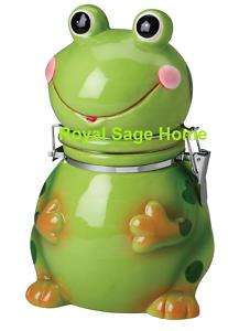 Green Frog Hinged Jar Treat Snack Candy  