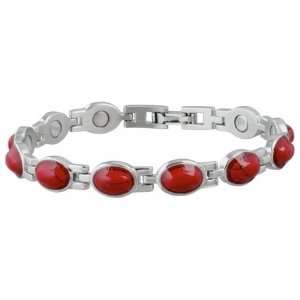   Womens Red Turquoise Sabona Magnetic Bracelet
