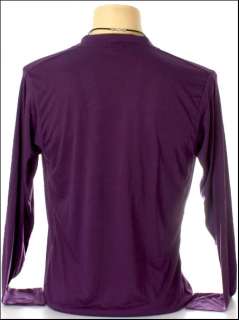 New Indie Long Sleeve Purple Deep Cut Neck Men Shirt M  
