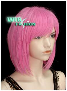 New Fashion Short Straight Bright Pink Hair Wig OU107  