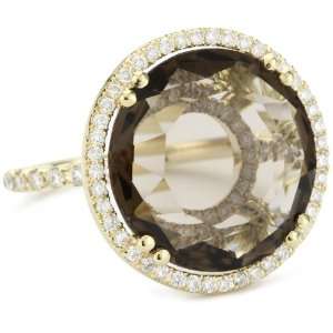   Kalan Vitrine Smokey Quartz and Diamond Bezel Ring, Size 7 Jewelry