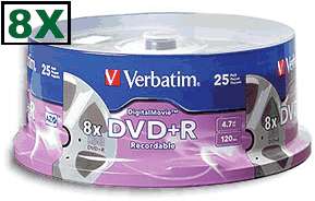 50 Pak DIGITALMOVIE VERBATIM 8X DVD+Rs Archival  