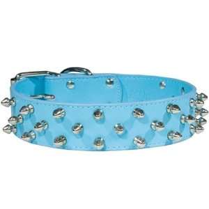  Designer Dog Collar   Triple Spike Collar   Blue   X Large 