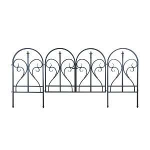  Black Steel Scroll Finial Fence with Latch Gate Patio 