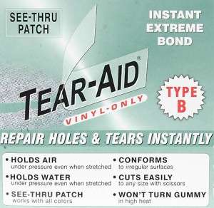 TEAR AID~TYPE B~Repair Vinyl Water Bed+Camelback 6x6  