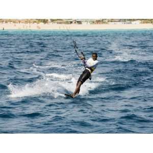 Kite Surfing at Santa Maria on the Island of Sal (Salt), Cape Verde 