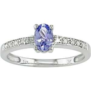  10K White Gold .05 ctw Diamond and Tanzanite Ring Jewelry