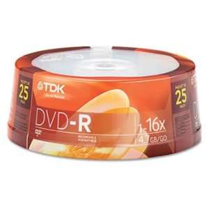  TDK 48517   DVD R Discs, 4.7GB, 16x, Spindle, Silver, 25 